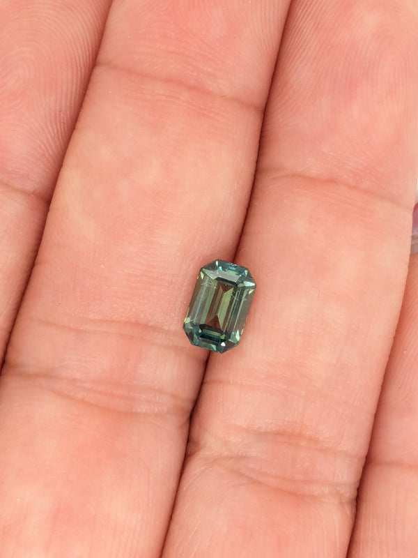 1.55ct Teal Sapphire Emerald Cut