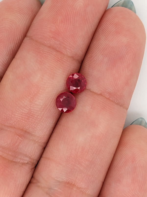 1.24ctw Ruby Round Matched Pair