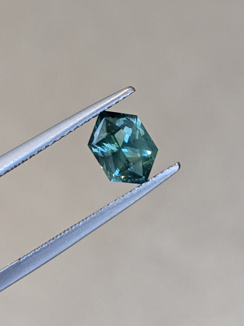 1.41ct Teal Sapphire Elongated Hexagon