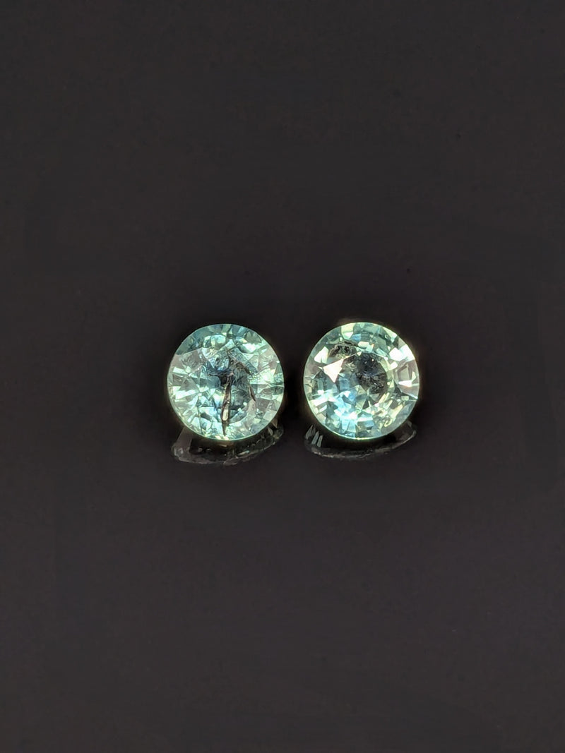 1.58ctw Teal Sapphire Round Matched Pair