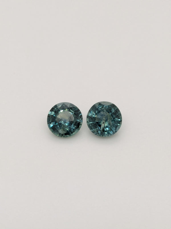 1.58ctw Teal Sapphire Round Matched Pair