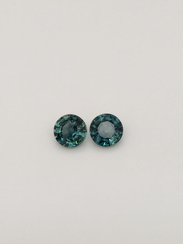 1.54ctw Teal Sapphire Round Matched Pair