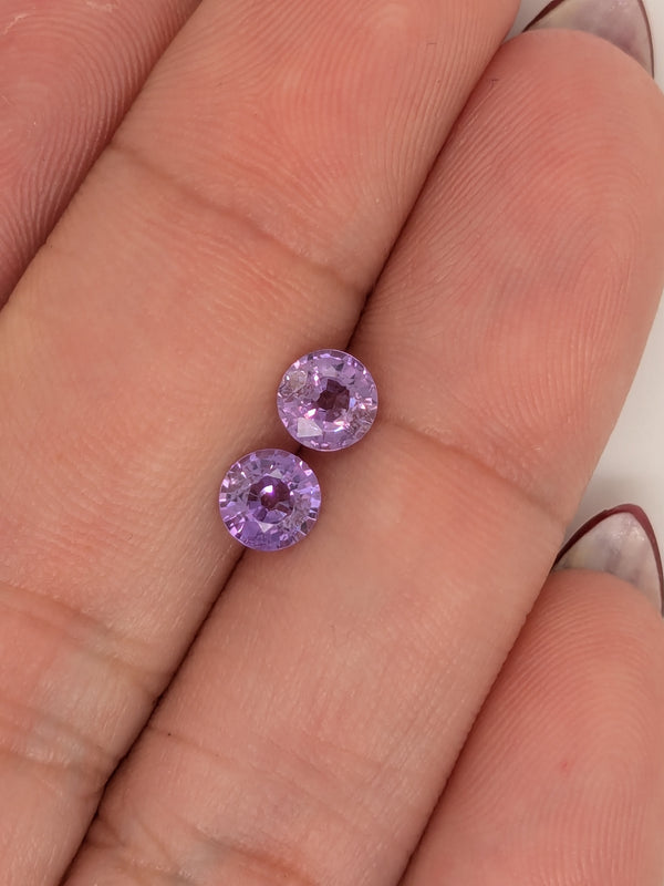 1.29ctw Purple Sapphire Round Matched Pair