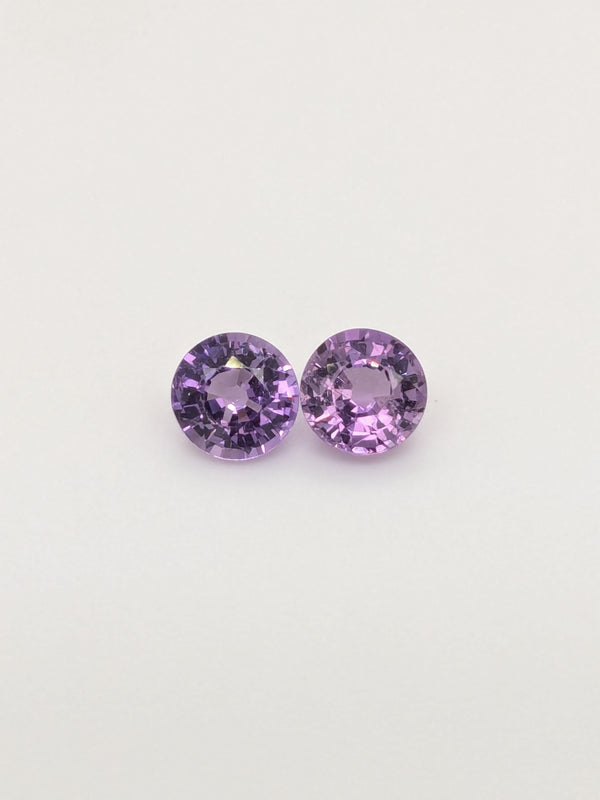 1.29ctw Purple Sapphire Round Matched Pair