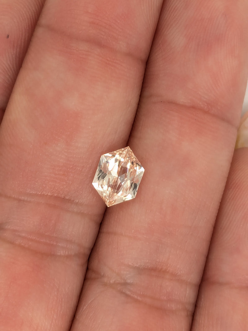 1.50ct Peach Sapphire Elongated Hexagon