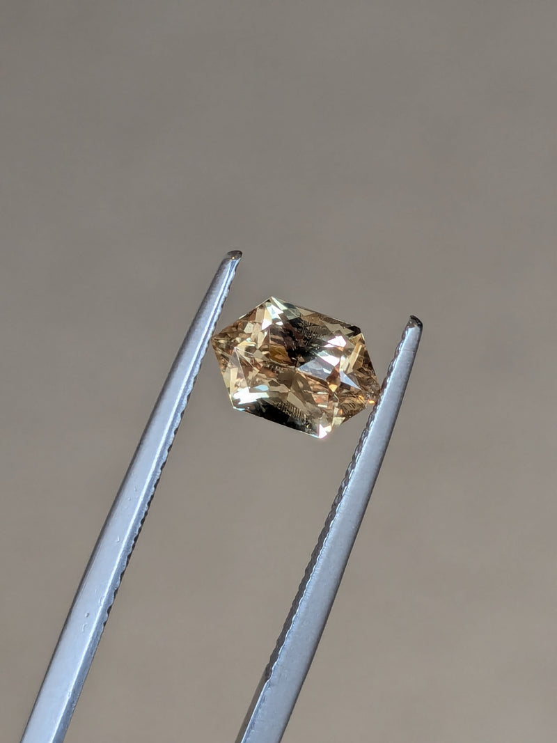 1.53ct Peach Sapphire Elongated Hexagon