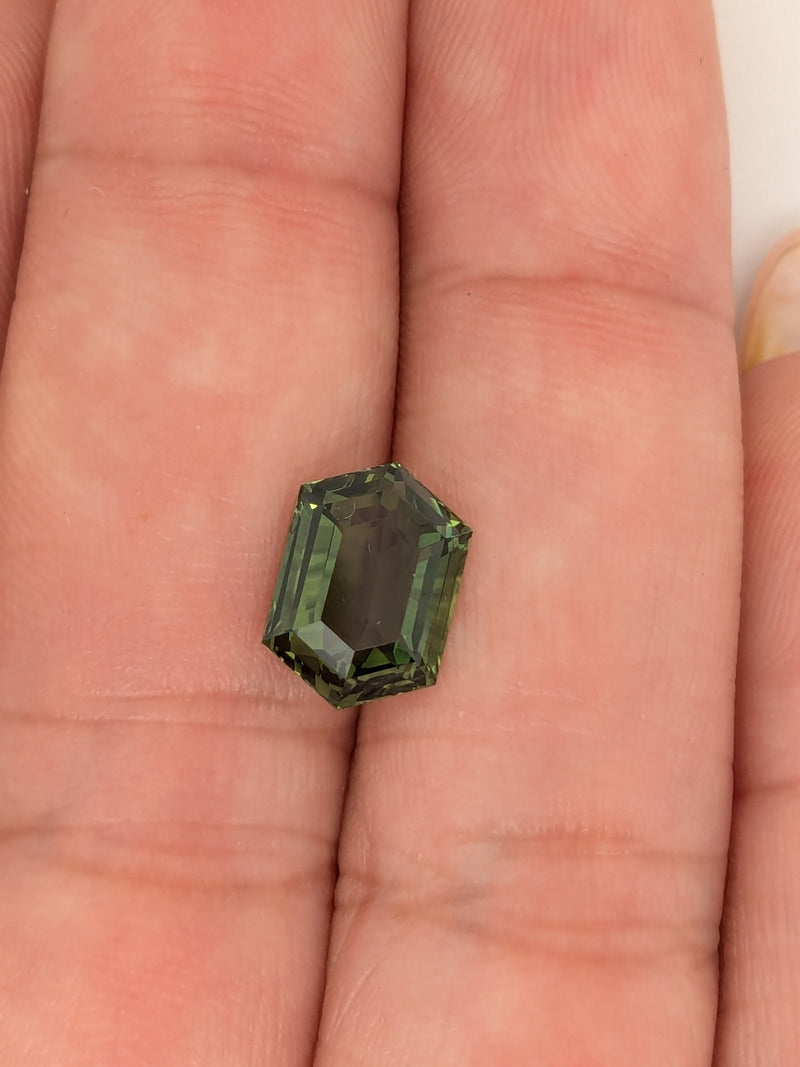 3.02ct Green Sapphire Elongated Hexagon