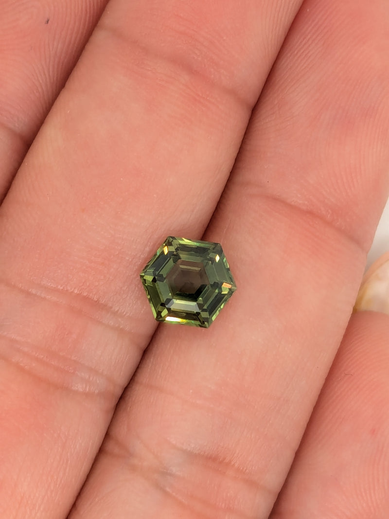 2.13ct Green Sapphire Hexagon