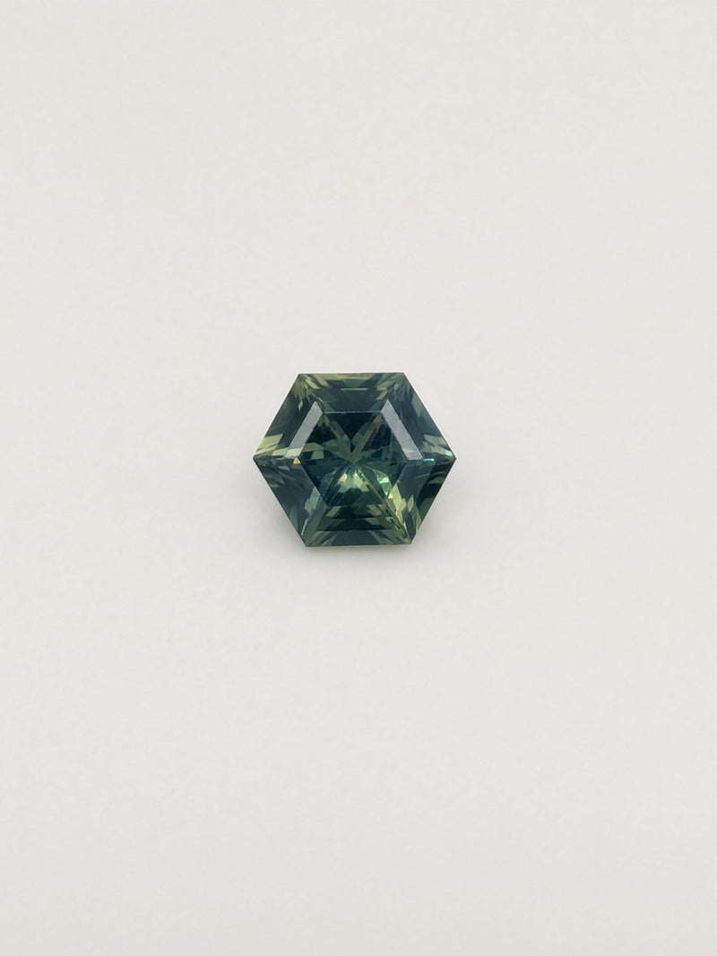 1.14ct Opalescent Teal Sapphire Hexagon