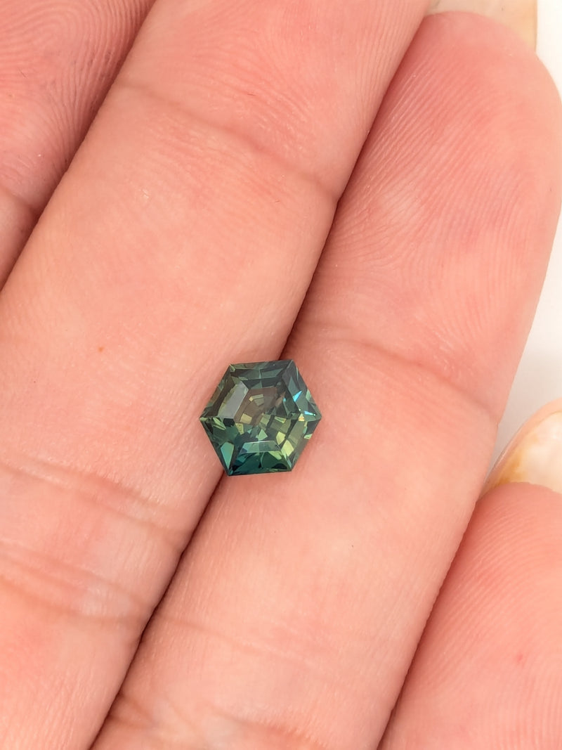 1.37ct Teal Sapphire Elongated Hexagon