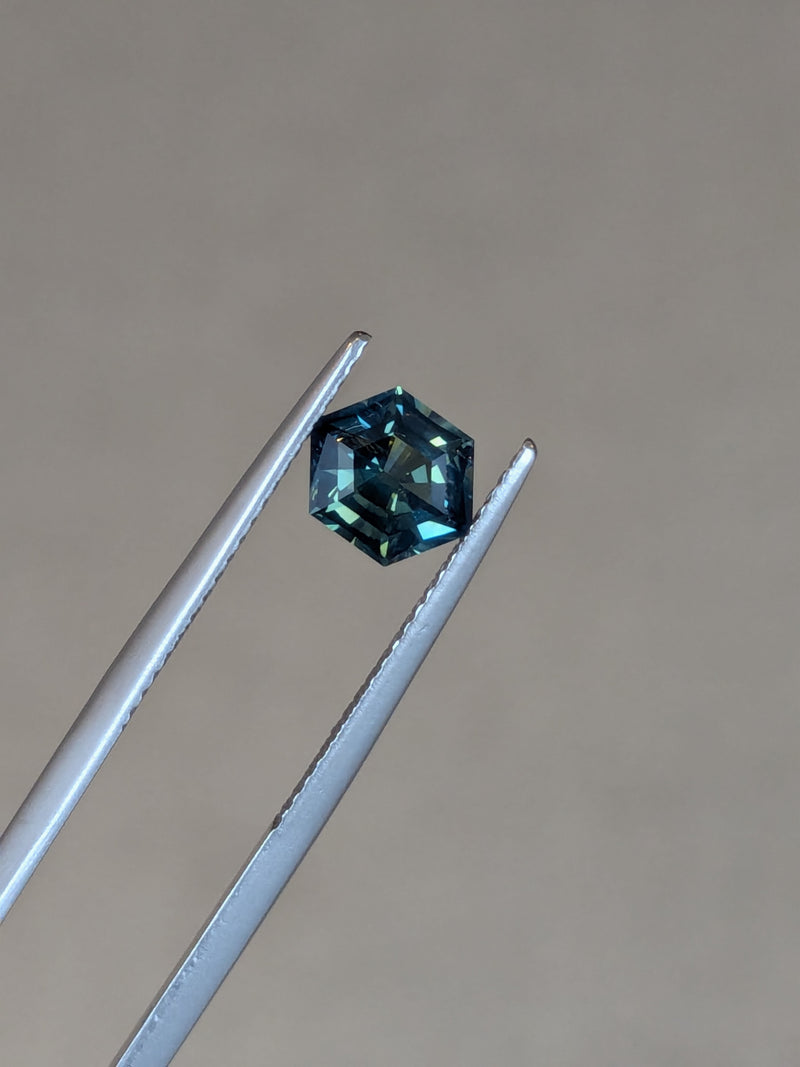 1.37ct Teal Sapphire Elongated Hexagon