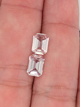 2.58ctw Peach Sapphire Emerald Cut Matched Pair