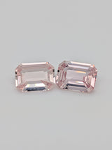 2.58ctw Peach Sapphire Emerald Cut Matched Pair