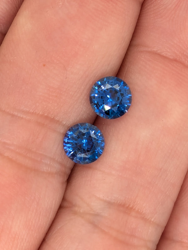 2.04ctw Blue Sapphire Round Pair