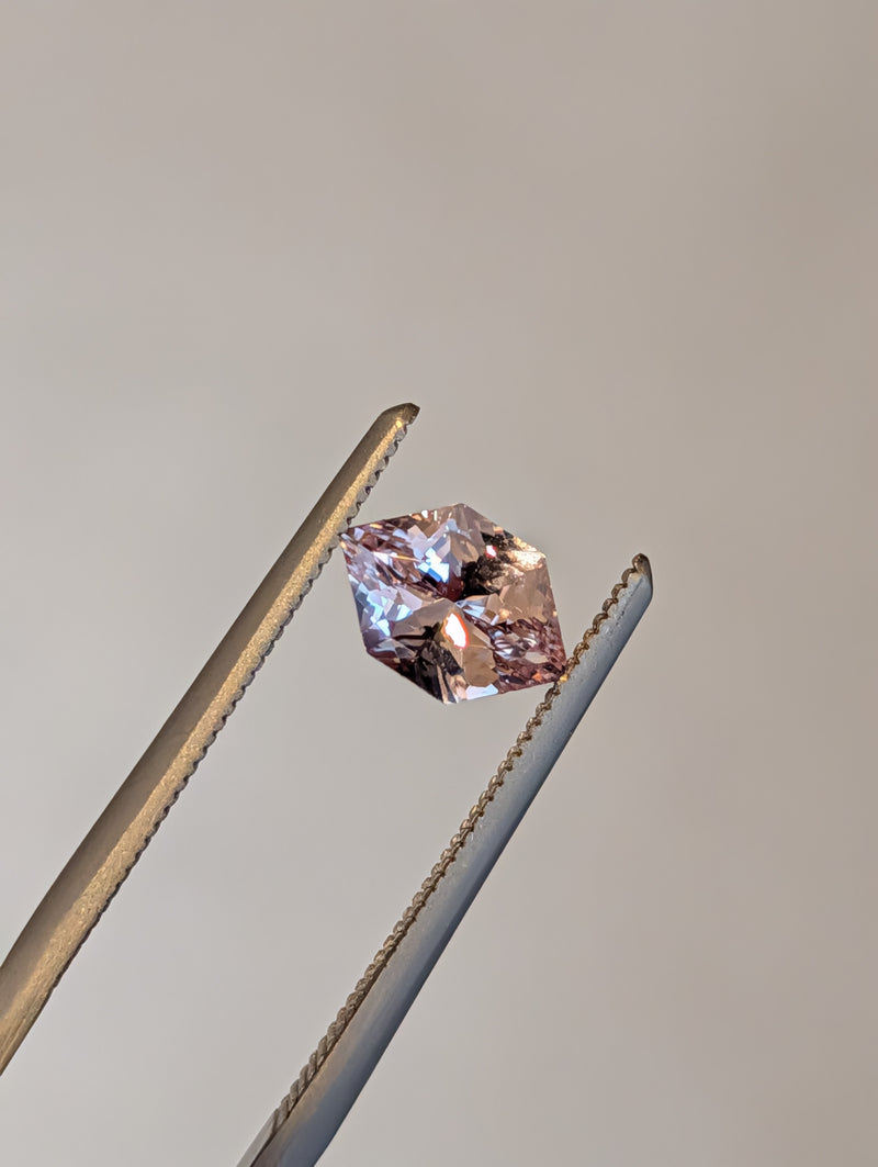1.11ct Peach Sapphire Elongated Hexagon
