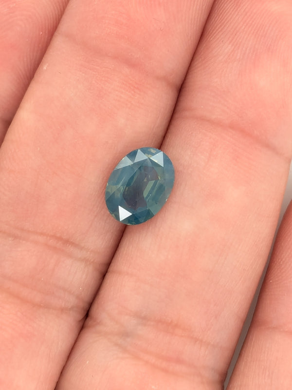 2.02ct Opalescent Teal Sapphire Oval
