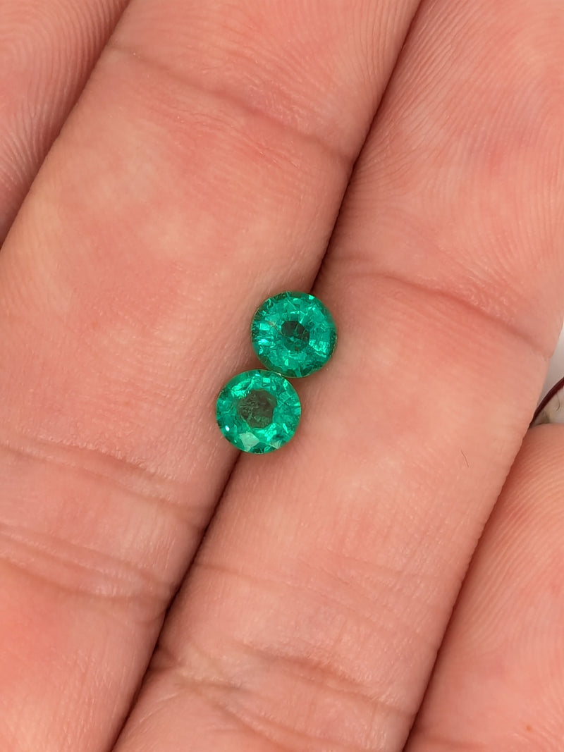 0.76ctw Emerald Round Matched Pair