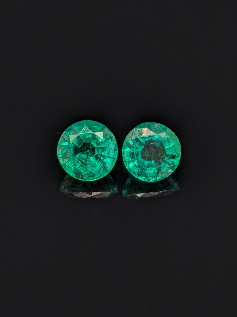 1.36ctw Emerald Round Matched Pair