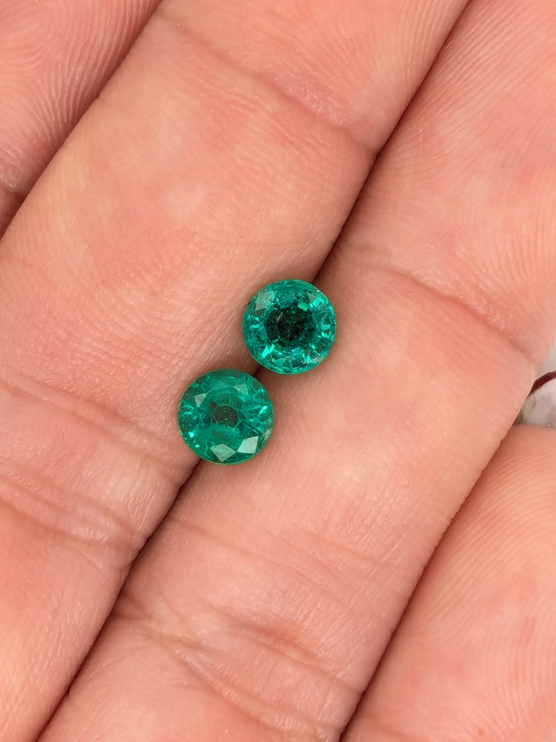 1.36ctw Emerald Round Matched Pair