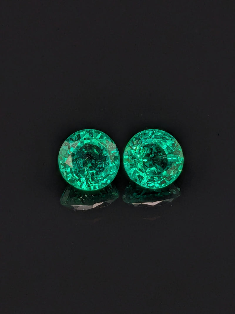 1.77ctw Emerald Round Matched Pair