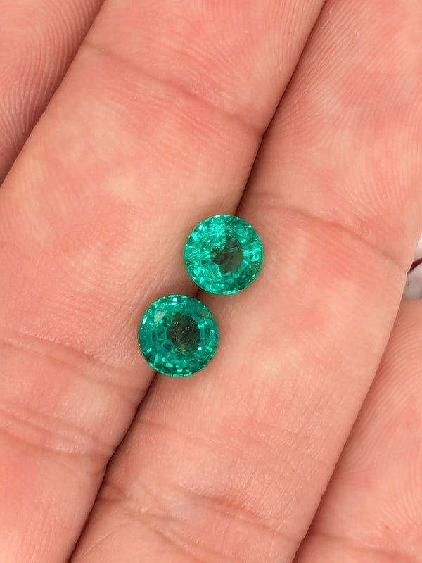 1.77ctw Emerald Round Matched Pair