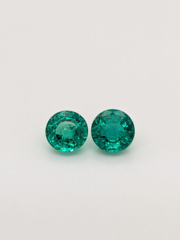 1.77ctw Emerald Round Matched Pair