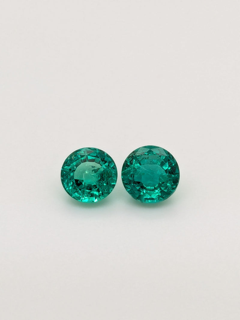 1.77ctw Emerald Round Matched Pair