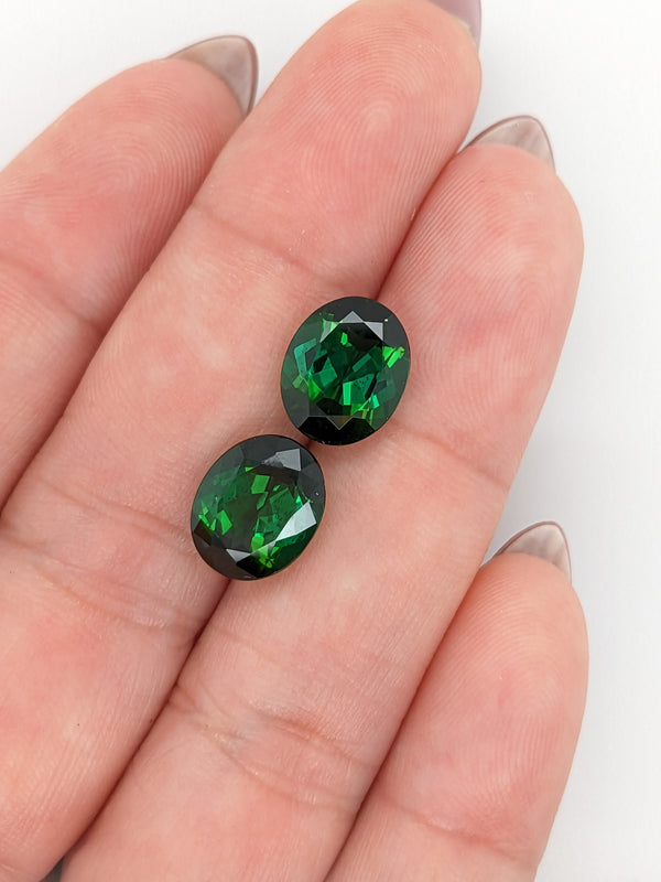 7.35ctw Green Tourmaline Oval Matched Pair