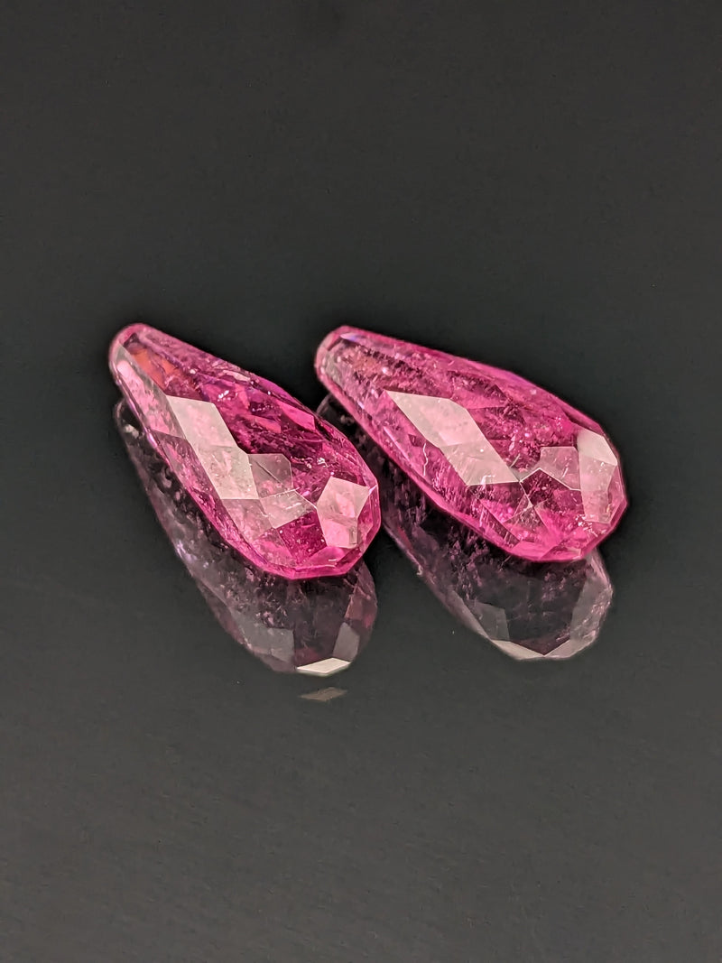 14.55ctw Pink Tourmaline Briolette Matched Pair