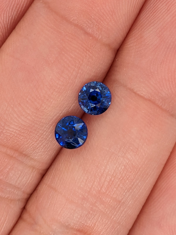 1.73ctw Blue Sapphire Round Pair